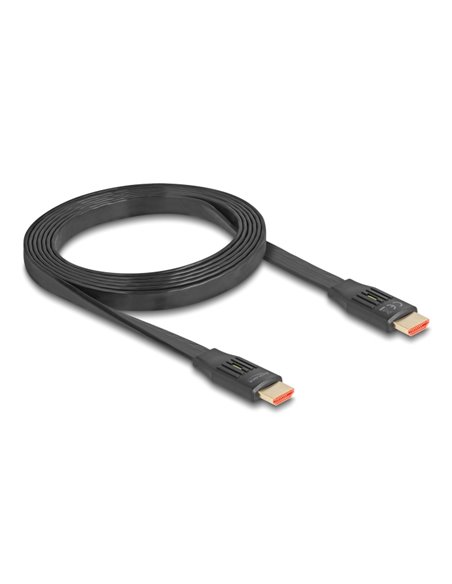 DELOCK καλώδιο HDMI 81002, flat, 8K/60Hz, 48 Gbps, eARC, HDR, 2m, μαύρο