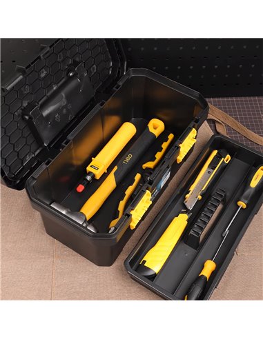 DELI εργαλειοθήκη DL432918, πλαστική, 42.5x23x19.5cm, μαύρη