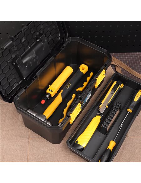 DELI εργαλειοθήκη DL432918, πλαστική, 42.5x23x19.5cm, μαύρη