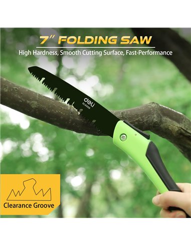 DELI πριόνι ξύλου DL6006 με αντιολισθητική λαβή, αναδιπλούμενο, 17cm