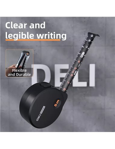 DELI μέτρο HT8519 με αυτόματη επαναφορά & κλείδωμα, 19mm x 5m
