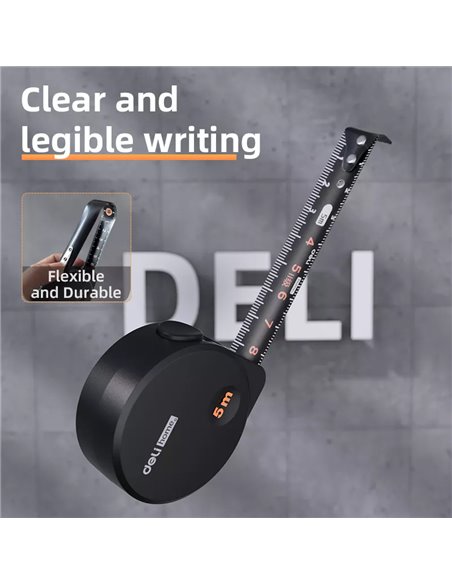 DELI μέτρο HT8519 με αυτόματη επαναφορά & κλείδωμα, 19mm x 5m