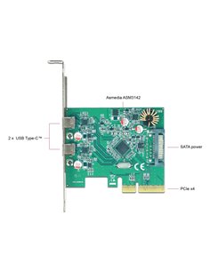 DELOCK κάρτα επέκτασης PCI Express x4 σε 2x USB-C 90397, 10 Gbps