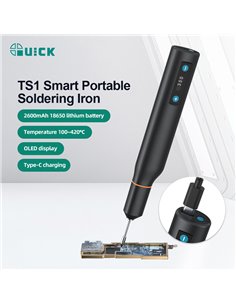 QUICK ασύρματο κολλητήρι TS1 με οθόνη, επαναφορτιζόμενο, 10W, 100~420 °C