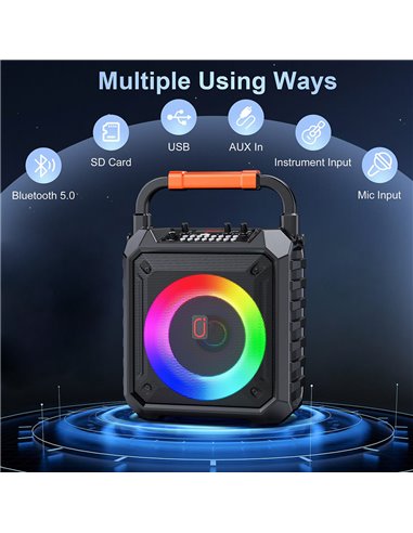 JYX φορητό ηχείο T17-T με 2x μικρόφωνα, 15W, 3000mah, LED, μαύρο