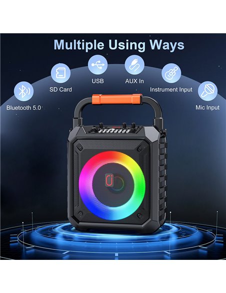 JYX φορητό ηχείο T17-T με 2x μικρόφωνα, 15W, 3000mah, LED, μαύρο