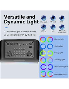 JYX φορητό ηχείο T19-T με 2x μικρόφωνα, 18W, 3000mah, LED, μαύρο