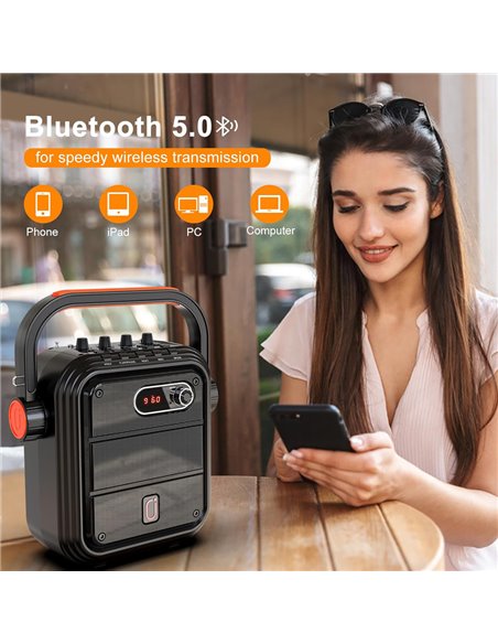 JYX φορητό ηχείο 65BT με 2x μικρόφωνα & ασύρματο χειριστήριο, 30W, 4400mah, μαύρο