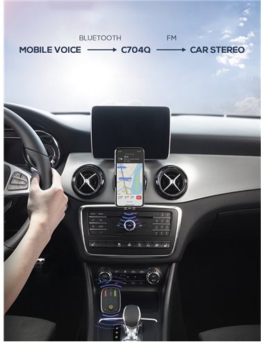 LDNIO FM Transmitter & φορτιστής C704Q, 2x USB/1x USB-C, 36W, Bluetooth, μαύρο