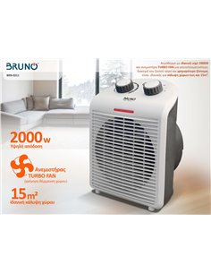 BRUNO 2 σε 1 αερόθερμο δωματίου BRN-0211, 2000W, με ανεμιστήρα, λευκό