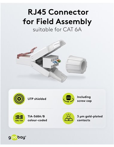 GOOBAY βύσμα RJ45 65942, CAT 6 UTP, tool-free, λευκό