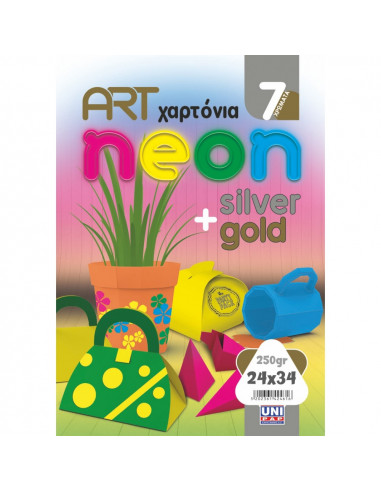 ΜΠΛΟΚ ''ART'' ΚΟΛΑΖ 7ΧΡ. NEON+SILVER & GOLD 25X35 250gr