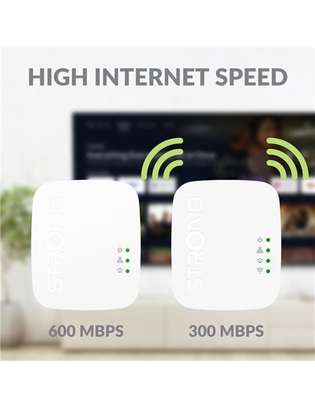 STRONG Powerline Kit POWERLWF600DUOMINI, 600Mbps, 300Mbps WiFi, 2τμχ
