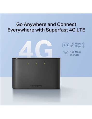 MERCUSYS router MT110, 4G LTE, WiFi 150 Mbps, 2200mAh, Ver. 1.0