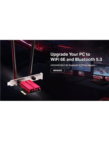 MERCUSYS κάρτα δικτύου MA86XE, AXE5400, Wi-Fi 6E, Bluetooth, PCIe, V.2.0