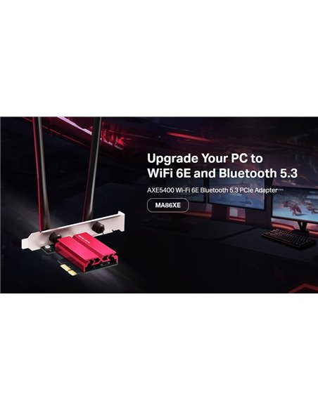 MERCUSYS κάρτα δικτύου MA86XE, AXE5400, Wi-Fi 6E, Bluetooth, PCIe, V.2.0