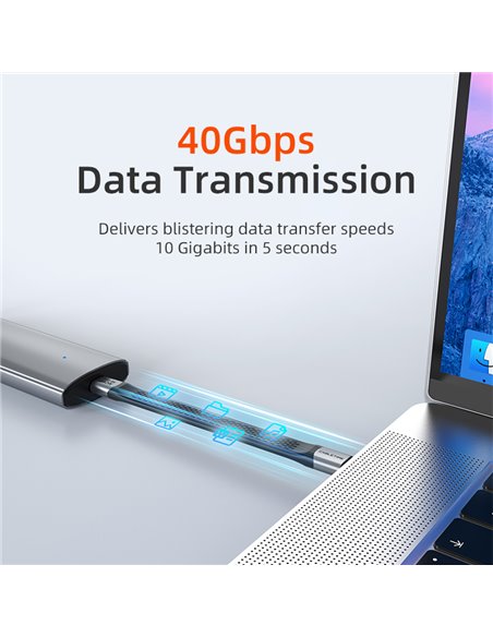 CABLETIME καλώδιο USB-C CT-FU4-AG, flat, 240W, 40Gbps, 8K/60Hz, USB4, 0.15m, μαύρο