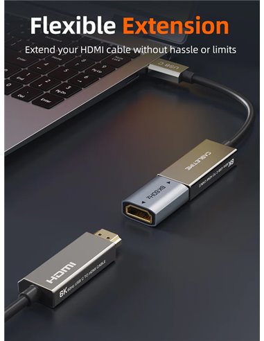 CABLETIME αντάπτορας HDMI CT-HEF8K-AG, 8K/60Hz, 4K/120Hz, 48 Gbps, γκρι