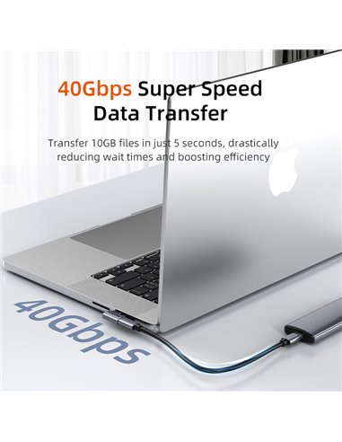 CABLETIME αντάπτορας USB-C CT-OTG41-AG, γωνιακός, USB4, 240W, 40Gbps, 8K, γκρι