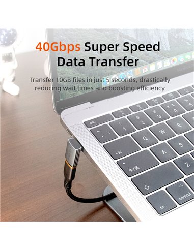 CABLETIME αντάπτορας USB-C CT-OTG42-AG, γωνιακός, USB4, 240W, 40Gbps, 8K, γκρι