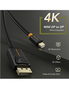 CABLETIME καλώδιο mini DisplayPort σε DisplayPort CT-AV588-02G, 4K/60Hz, 1m, λευκό