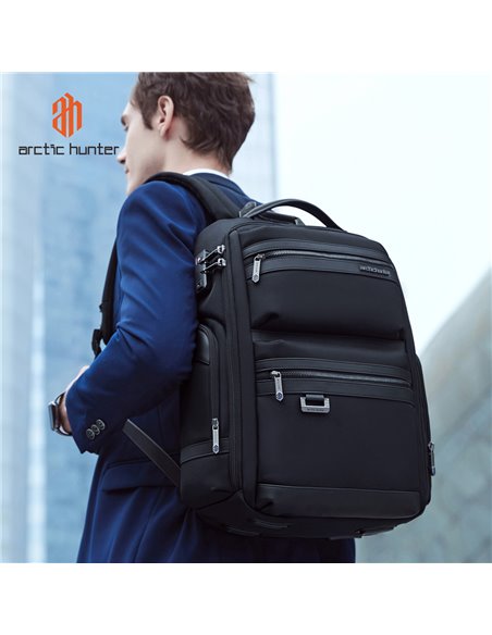 ARCTIC HUNTER τσάντα πλάτης B00682 με θήκη laptop 15.6", USB, λουκέτο TSA, 23.5L, μαύρη