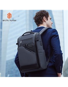 ARCTIC HUNTER τσάντα πλάτης B00675 με θήκη laptop 15.6", USB, 15L, γκρι