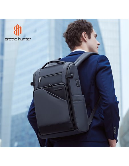 ARCTIC HUNTER τσάντα πλάτης B00675 με θήκη laptop 15.6", USB, 15L, γκρι