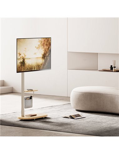 BRATECK βάση τηλεόρασης δαπέδου FS54-22T-02W, 17-43", έως 15kg, με ράφι & ροδάκια