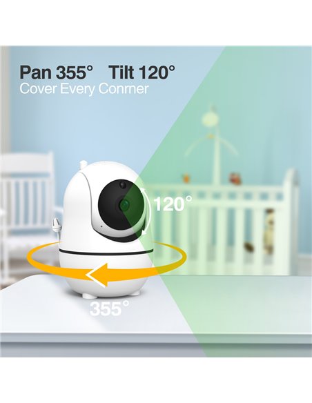 POWERTECH ενδοεπικοινωνία μωρού PT-1345 με κάμερα & οθόνη 7", 1080p, PTZ