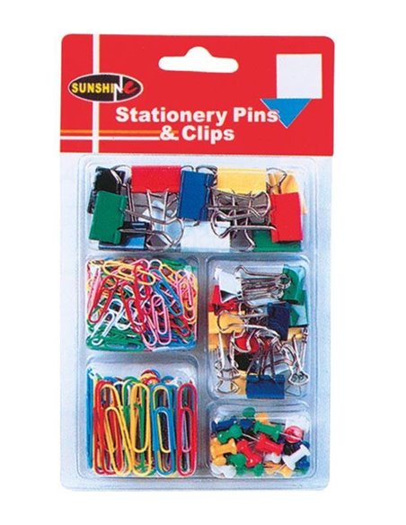 Σετ συνδετήρες-πιάστρες-πινέζες σε blister