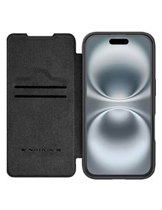 NILLKIN θήκη Qin Prop Leather για iPhone 16, δερμάτινη, μαύρη