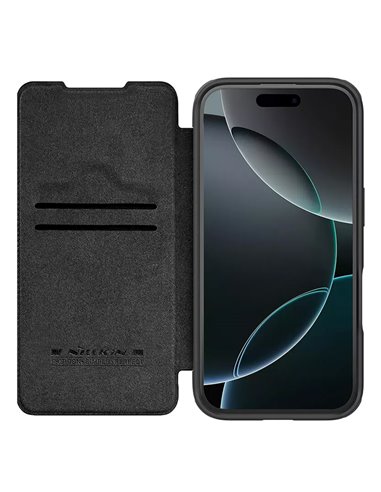 NILLKIN θήκη Qin Prop Leather για iPhone 16 Pro Max, δερμάτινη, μαύρη