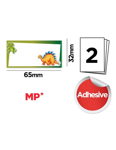 MP αυτοκόλλητες ετικέτες τετραδίων PN125-109, 65x32mm, 8 σχέδια, 16τμχ