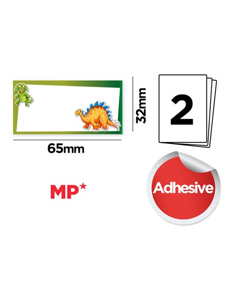 MP αυτοκόλλητες ετικέτες τετραδίων PN125-109, 65x32mm, 8 σχέδια, 16τμχ