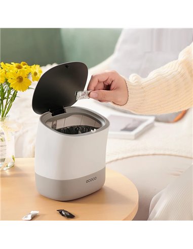 ECOCO μίνι κάδος απορριμμάτων E2241 με σακούλες, επιτραπέζιος, 1.5lt, λευκός