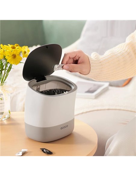 ECOCO μίνι κάδος απορριμμάτων E2241 με σακούλες, επιτραπέζιος, 1.5lt, λευκός