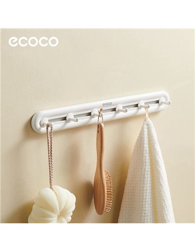 ECOCO κρεμάστρα μπάνιου/κουζίνας E23154 με 6 γάντζους, 3.8x5x40cm, λευκή
