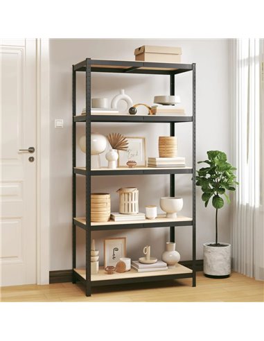HOME USE μεταλλική ραφιέρα HUH-0199 με 5 ράφια, 90x40x180cm, μαύρη
