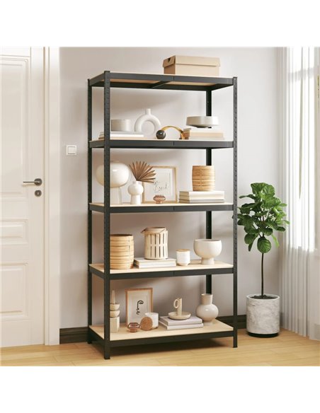 HOME USE μεταλλική ραφιέρα HUH-0199 με 5 ράφια, 90x40x180cm, μαύρη