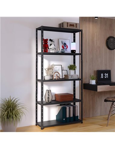 HOME USE μεταλλική ραφιέρα HUH-0200 με 4 ράφια, 75x30x150cm, μαύρη