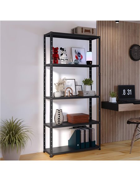 HOME USE μεταλλική ραφιέρα HUH-0200 με 4 ράφια, 75x30x150cm, μαύρη