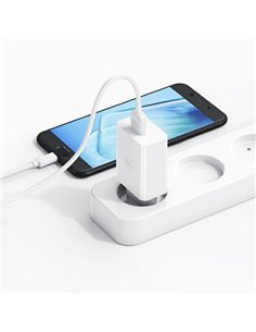 USAMS φορτιστής τοίχου SCXLTZ03 με καλώδιο Lightning, USB, 18W, λευκός