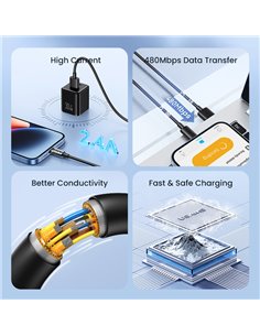 USAMS καλώδιο Lightning σε USB US-SJ709, 2.4A, 480Mbps, 1m, λευκό