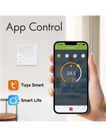 Smart θερμοστάτης πετρελαίου BHT-15GBLW, WiFi, χωνευτός, λευκός