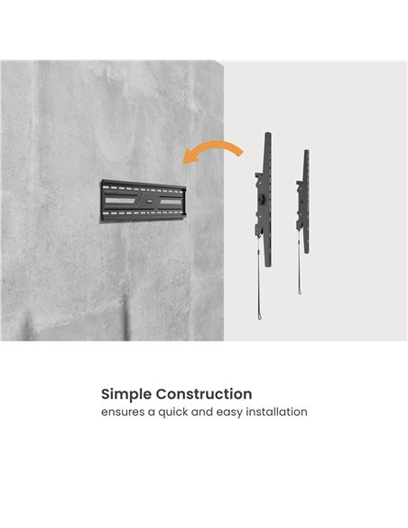 POWERTECH επιτοίχια βάση τηλεόρασης PT-1370, 37-86", έως 75kg, ρυθμιζόμενη κλίση