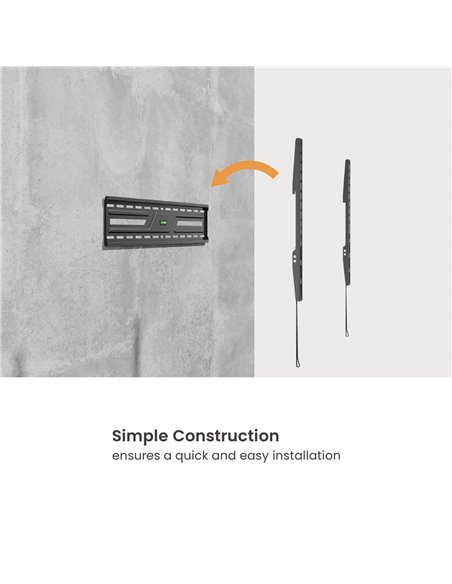 POWERTECH επιτοίχια βάση τηλεόρασης PT-1371, 37-86", έως 75kg, fixed