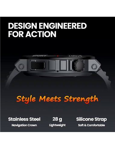 ZEBLAZE smartwatch Ares 3 Plus, heart rate, 1.43" AMOLED, IP68, μαύρο