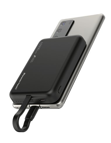 POWERTECH power bank PT-1376 με καλώδιο, 10000mah, magnetic wireless, 20W, μαύρο