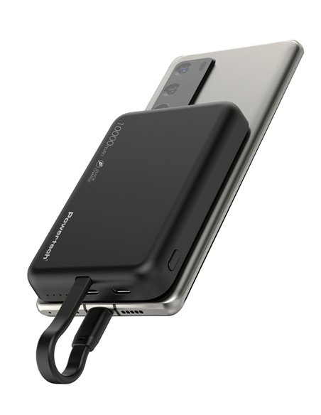 POWERTECH power bank PT-1376 με καλώδιο, 10000mah, magnetic wireless, 20W, μαύρο